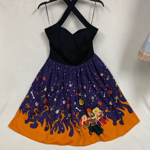 Disney Dress Shop Hocus Pocus Dress Size L tea length Halloween witches flames - Picture 7 of 13